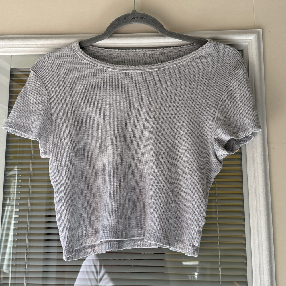 Aerie Gray Ribbed Crop Top